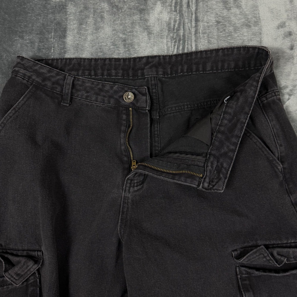 Republic Denim Jeans Mens L Black Wide Leg Baggy Cargo Pants Streetwear 34x29 - Picture 7 of 8